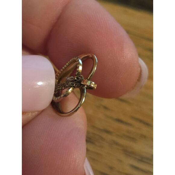 Vintage 14K GF Heart Diamond Pendant Necklace PPC 3d Raised Double Heart - Picture 5 of 11